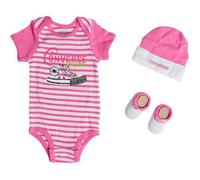 Coffret Cadeau Bébé Converse Ensemble vêtement Body Bonnet et Chaussons Rose et Blanc