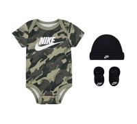 Coffret Cadeau Bébé Nike Ensemble vêtement Body Bonnet et Chaussons Blanc et Swoosh Camouflage de 0-6 mois