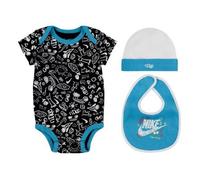 Coffret Cadeau Bébé Nike Graphic Garcon Ensemble vêtement Body Bavoir et Chaussons Marine Blanc et Bleu de 0-6 mois