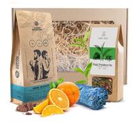 Coffret Cadeau Bien-Être : Café Grain 100% Arabica Brazil Guaxupé 400g, Thé Vert Mary Rose Magic Strawberry 50g, Encens Sauge Blanche & Nag Champa - Set Relaxation Arômes et Saveurs Idée Cadeau