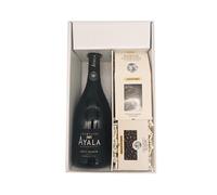 Coffret Cadeau blanc - Champagne Ayala -1 Brut - Cacaotines (1x150g) et Raisins au sauternes (1x100g) MAISON GUINGUET