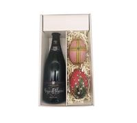 Coffret cadeau blanc - Champagne Marquis de Pomereuil - 1 Brut - 2 Oeufs de Fabergé (motif aléatoire) LE PETIT DUC