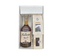 Coffret cadeau Blanc - Rhum - Favorite Cœur de Canne vieux 4 ans - Cacaotines (1x150g) et Raisins au sauternes (1x100g) MAISON GUINGUET