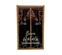 Coffret cadeau bois - vitre sapin - Buon Natale - Champagne Marquis de Pomereuil brut - 2 Brut - 2x75cl