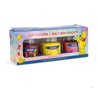 Coffret cadeau bougies parfumées Haribo™, 3 bougies en verre de 85 g, cire de paraffine, idée cadeau, orange/violet