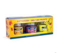 Haribo Coffret bougies parfumées 3 x 85 g en verre – cire de paraffine – rouge/jaune/violet