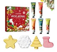 Coffret Cadeau Boules de Bain, 4 Boule de Bain de Noël + 5 crèmes pour les mains de Noël, Boule de Bain Femme, Cadeaux Noël pour maman et petite amie