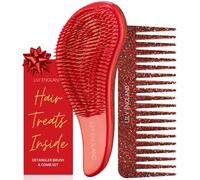 Coffret cadeau brosse démêlante de Noël et peigne à dents larges - Cadeaux idéaux pour les femmes, cadeaux de Noël et idées cadeaux pour adolescentes, édition limitée rouge
