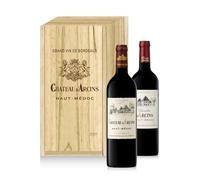 Coffret Cadeau Caisse Bois - Château d'Arcins : Château d'Arcins - Chevalier d'Arcins - Vin Rouge - 2x75cl