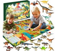 Coffret Cadeau Calendrier de l'Avent Dinosaure - 24 Dinosaures Uniques avec Faits Éducatifs en Surprise de Noël - Jeu de Dés Familial avec Carte d'Évasion - Compte à Rebours de Noël Amusant