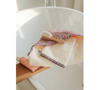 Coffret cadeau : cape de bain réversible tissu Liberty et gant blanc 70X70