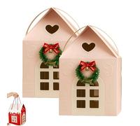 Coffret cadeau « Chalet des Merveilles de Noël », boîtes à friandises en papier pour les fêtes, grand emballage de bonbons en papier en forme de maison pour Noël et les fêtes (2Pièce-2)