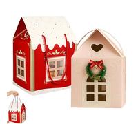 Coffret cadeau « Chalet des Merveilles de Noël », boîtes à friandises en papier pour les fêtes, grand emballage de bonbons en papier en forme de maison pour Noël et les fêtes (2Pièce)