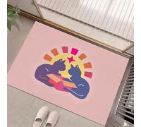 Coffret Cadeau Chat Paillasson Intérieur, 80 x 120 cm Tapis Entrée Intérieur Extérieur Imperméable Antidérapant, Minimalisme Tapis pour Entrée Lavable Cuisine Salle de Bain- Rose