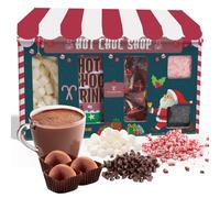 Coffret cadeau chocolat chaud - Station de chocolat chaud | Chocolat chaud, mini guimauves, chocolats, sucre d'orge, gouttes de chocolat | Cadeaux de Noël pour enfants | Cadeau de Noël pour enfants |