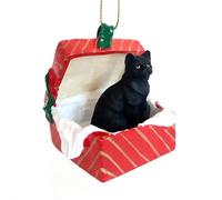 Coffret cadeau Conversation Concepts pour chat tigr noir poil court, ornement rouge en poly thyl ne t r phtalate