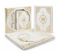 Coffret cadeau Coran - Coran traduit en anglais, tapis de prière et perles de Tasbih - Cadeau islamique élégant pour le Ramadan, l'Aïd, le Hajj, la Umra ou les prières quotidiennes - Cadeau religieux