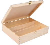 Coffret Cadeau - Creative Deco - Caisse à Vin en Bois - 3 Bouteilles - 35 x 30 x 10 cm - Non Peint