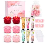 Coffret cadeau creme main et bougie,6 bougies 6 petites crème main 6 sachets cadeaux en organza 6 petites cartes - Crème soin pour les mains et les pieds secs - Pour noël,anniversaire, fête des