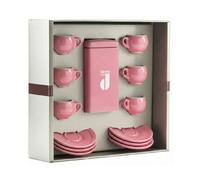 Coffret cadeau Danesi La Forma - Cassette de kava Dark's 250 g + 6 tasses à expresso et 6 soucoupes - rose