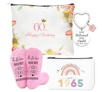 Coffret cadeau d'anniversaire pour femme avec trousse de toilette avec inscription en allemand et porte-clés Rose