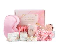 Coffret cadeau d'anniversaire pour femme, coffret cadeau d'anniversaire de luxe pour femme, tasse à café, masque pour les yeux en soie, mini miroir, anniversaire pour meilleure amie, collègue, maman