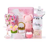 Coffret cadeau d'anniversaire pour maman - Coffret cadeau spa relaxant pour maman, anniversaire et fête des mères - Ensemble de soins personnels avec essentiels de bain, panier de relaxation rose