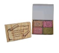 Coffret cadeau de 4 savons de Marseille parfumés exfoliant n°3-Le Sérail- Produits de Provence-fabrication traditionnelle-pétales de rose, grapefruit, verveine broyée, germes de blé