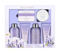 Coffret Cadeau de Bain & Douche pour Femme, Body&Earth 6 Pcs Coffret Bain au Parfum de Lavande, Parfait Cadeau pour l’Anniversaire