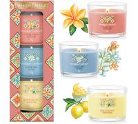 Coffret Cadeau De Bougies Parfumées 3 Mini-Bougies Votives En Verre Ciel D'Azur, Soleil Sur Capri Et Sorbet Au Citron Collection Hello Italy Cadeaux Parfaits Pour Femmes