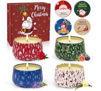 Coffret cadeau de bougies parfumées, 4 Mini bougies votivess, Coffret de bougies parfumées de Noël, Cadeaux parfaits pour femmes, Bougie parfumées, idee Coffret Cadeau Original pour Femme, Maman