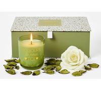 Coffret cadeau de bougies parfumées de luxe - Comprend une bougie parfumée ambrée & une rose décorative avec un désodorisant naturel - Vert