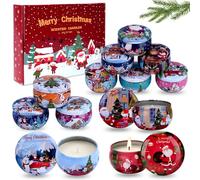 Coffret cadeau de bougies parfumées de Noël, 12 pièces de 85 g - Bougies d'aromathérapie cadeaux pour femmes - Bougies en cire de soja - Cadeau pour maman - Bougies portables en pot en étain pour