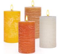 Coffret Cadeau de Bougies Parfumées de NoëL, Lot De 4 Set de Bougies Parfumées en Pilier (140 H de Combustion) en Cire Végétale Naturelle, Rouges, Cadeaux Bougies de Noël, 10 X 5 cm