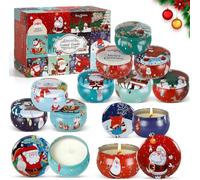 Coffret Cadeau de Bougies Parfumées de Noël pour Femmes - Lot de 12 Bougies de 70g - Cire de Soja Naturelle - Bougies d'Aromathérapie pour Anniversaire, Noël, Cadeaux pour Elle