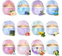 Coffret Cadeau de Bougies Parfumées - Lot de 12 Bougies pour la Maison - Set de Bougies d'Aromathérapie en Cire de Soja à Longue Durée - Cadeaux d'Anniversaire pour Femmes - Idées Cadeaux de Noël