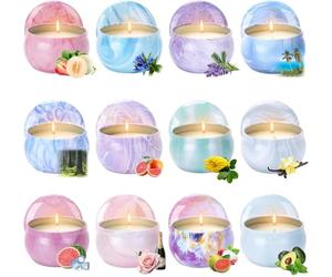 Coffret Cadeau de Bougies Parfumées - Lot de 12 Bougies pour la Maison - Set de Bougies d'Aromathérapie en Cire de Soja à Longue Durée - Cadeaux d'Anniversaire pour Femmes - Idées Cadeaux de Noël