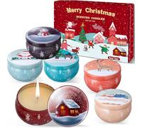Coffret Cadeau de Bougies Parfumées - Lot de 6 Bougies de Noël - Bougies en Cire de Soja Naturelle aux Huiles Essentielles - Cadeaux pour Femmes, Anniversaires, Mariages, Noël, Yoga, Salle de Bain