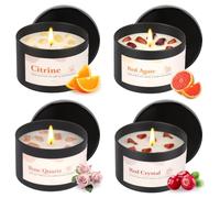 Coffret cadeau de bougies parfumées pour femme, 4 bougies médicinales en cristal de 170 g