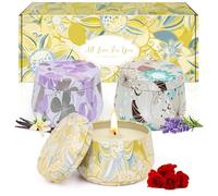 Coffret Cadeau de Bougies Parfumées pour Femmes, Parfait pour Noël, Lot de 3 Bougies D'aromathérapie pour Réduire le Stress | Rose, Lavande, Vanille | Bougie en Cire de Soja, Longue Durée de Combustio