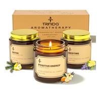 Coffret cadeau de bougies TRINIDa pour femme, lot de 3 bougies parfumées de 100 g pour énergie positive et détox et sommeil profond, ensemble de bougies en cire de soja naturelle à combustion longue