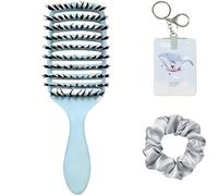 Coffret cadeau de coiffure 3 pièces avec peigne bleu vert, clip requin et miroir pliable, kit d'accessoires de toilettage ABS, ensemble de beauté portable pour femme, boîte cadeau, 23 x 16 cm