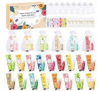 Coffret Cadeau de Crèmes pour les Mains,120 Pièces Cadeaux de Noël avec Crème pour les Mains,Baume à Lèvres,Mini Limes à Ongles,Pochettes en Organza et Carte de Remerciement, Petit Cadeau pour Femmes