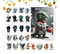 Coffret cadeau de l'Avent - Pendentif bébé dragon en acrylique, ensemble de compte à rebours des vacances, décoration de Noël | Affichage mignon 2D 24 jours pour décoration d'arbre, parfait pour les