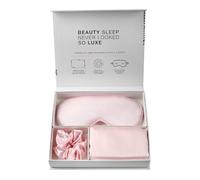 Coffret cadeau de luxe beauté sommeil en satin, masque de sommeil en satin, taie d'oreiller et chouchou routine de soins de la peau de nuit, 3 pièces (F)