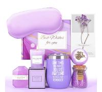Coffret cadeau de luxe violet pour femme avec bombes de bain, bougies parfumées, gobelet, masque de sommeil, carte de vœux, cadeau d'anniversaire spa