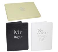 Coffret Cadeau De Mariage - Protège-Passeports - Mr Right Mrs Always Right