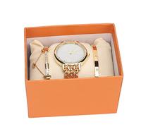 Coffret cadeau de montre en alliage d'or for femme - Montre de luxe étanche en alliage d'or for femme avec bracelet tendance et montre en diamant dans un ensemble de 3 pièces adaptée comme cadeau/2291