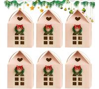 Coffret Cadeau De Noël 12 Pièces, Boîtes Cadeaux Pop-up 3D En Forme De Maison De Noël, Grande Boîte À Bonbons En Papier En Forme De Maison, Décorations Festives For Sacs Cadeaux(White,6pcs)