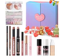 Coffret cadeau de Noël Beauty 12 pièces, kit complet de cosmétiques pour débutants avec ombre à paupières, fond de teint, rouge à lèvres, fard à joues, coffret cadeau surprise pour la Saint-Valentin